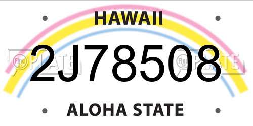 2J78508 Hawaii License Plate