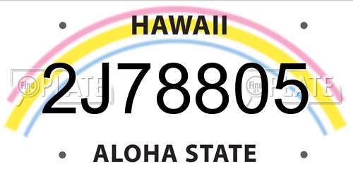 2J78805 Hawaii License Plate