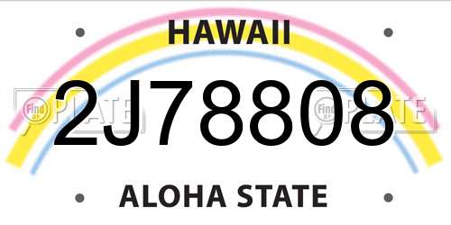 2J78808 Hawaii License Plate