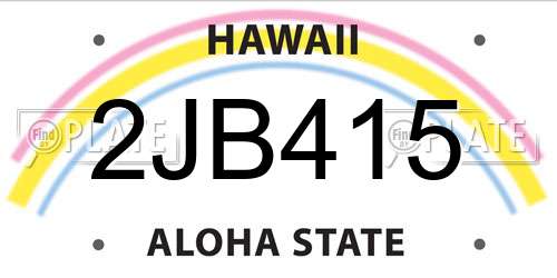 2JB415 Hawaii License Plate