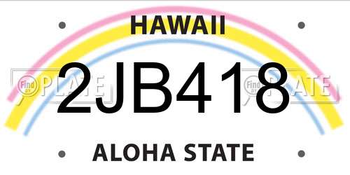 2JB418 Hawaii License Plate