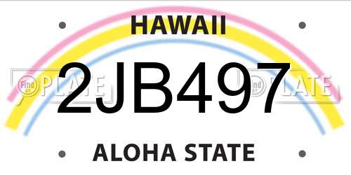 2JB497 Hawaii License Plate