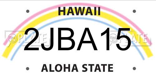 2JBA15 Hawaii License Plate