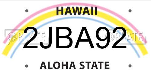 2JBA92 Hawaii License Plate