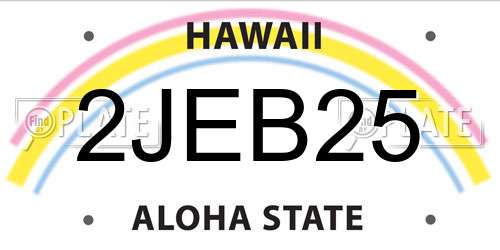 2JEB25 Hawaii License Plate