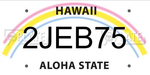 2JEB75 Hawaii License Plate