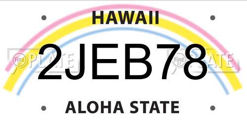 2JEB78 Hawaii License Plate