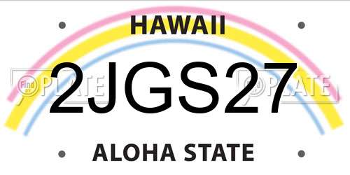 2JGS27 Hawaii License Plate