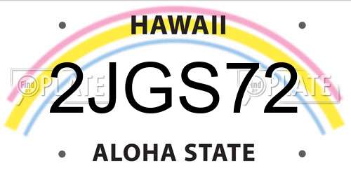 2JGS72 Hawaii License Plate