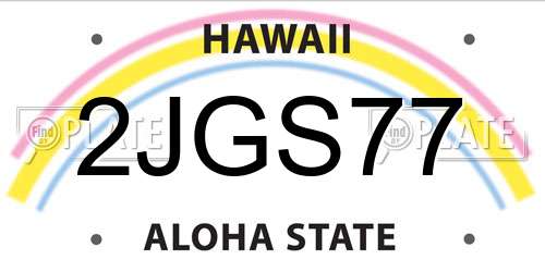 2JGS77 Hawaii License Plate