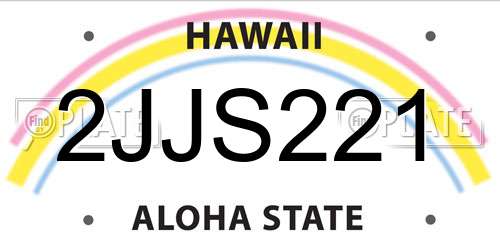 2JJS221 Hawaii License Plate