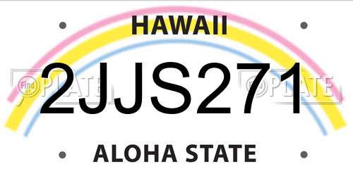 2JJS271 Hawaii License Plate