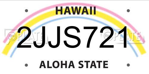 2JJS721 Hawaii License Plate