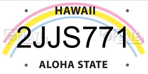 2JJS771 Hawaii License Plate