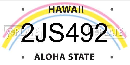 2JS492 Hawaii License Plate