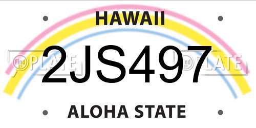 2JS497 Hawaii License Plate