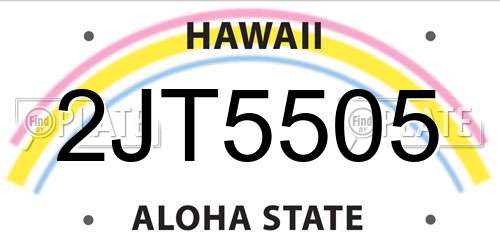 2JT5505 Hawaii License Plate
