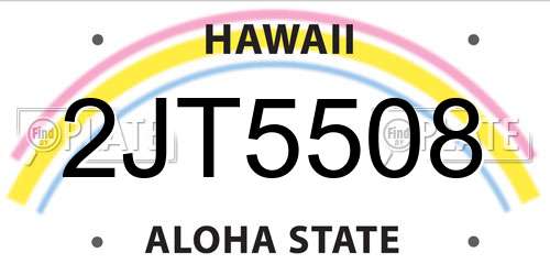 2JT5508 Hawaii License Plate