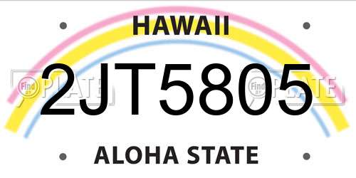 2JT5805 Hawaii License Plate