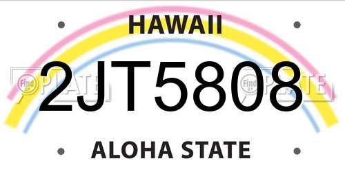 2JT5808 Hawaii License Plate