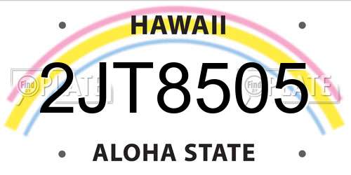 2JT8505 Hawaii License Plate