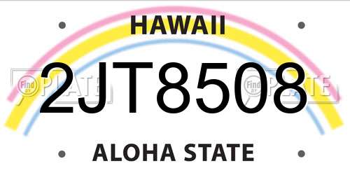 2JT8508 Hawaii License Plate