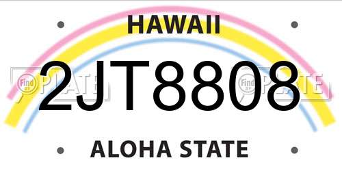 2JT8808 Hawaii License Plate