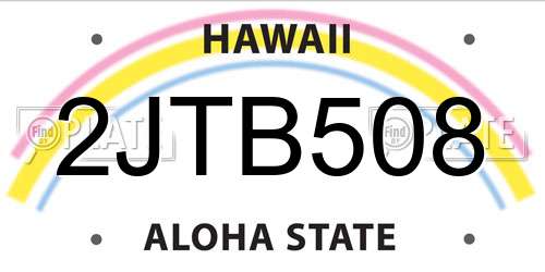 2JTB508 Hawaii License Plate