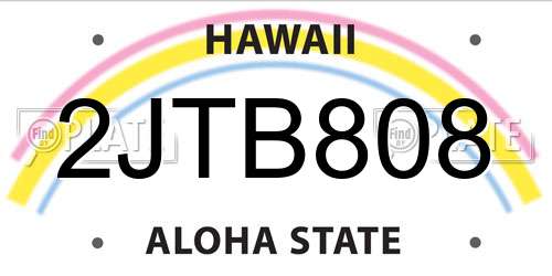 2JTB808 Hawaii License Plate