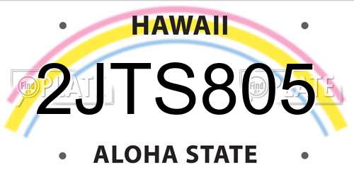 2JTS805 Hawaii License Plate