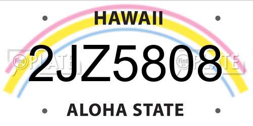 2JZ5808 Hawaii License Plate