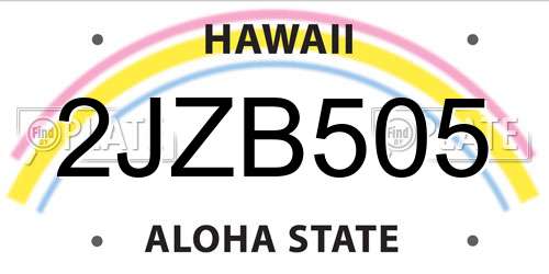 2JZB505 Hawaii License Plate