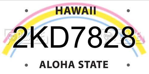 2KD7828 Hawaii License Plate