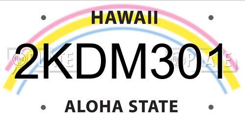 2KDM301 Hawaii License Plate