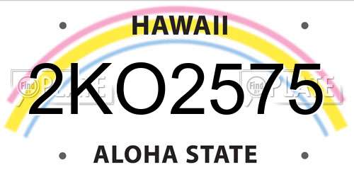 2KO2575 Hawaii License Plate