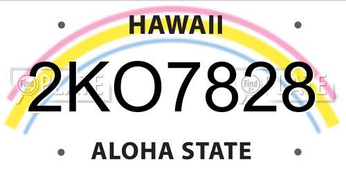 2KO7828 Hawaii License Plate