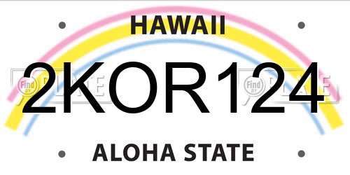 2KOR124 Hawaii License Plate