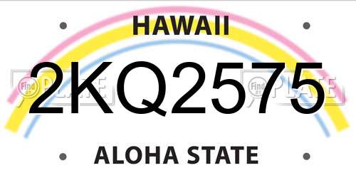 2KQ2575 Hawaii License Plate