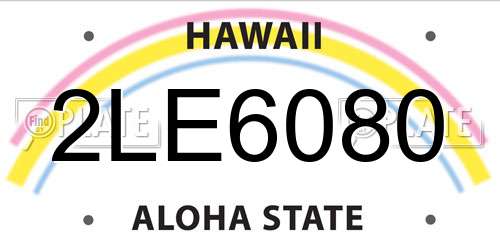 2LE6080 Hawaii License Plate
