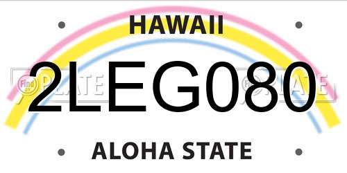 2LEG080 Hawaii License Plate