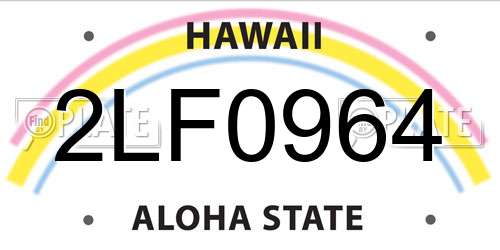 2LF0964 Hawaii License Plate