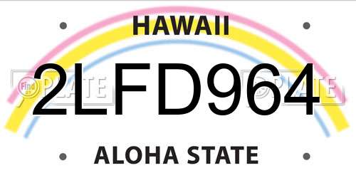 2LFD964 Hawaii License Plate