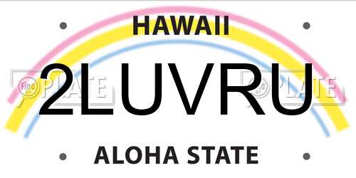 2LUVRU Hawaii License Plate