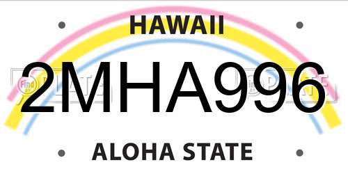 2MHA996 Hawaii License Plate