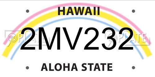 2MV232 Hawaii License Plate