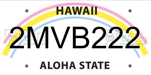 2MVB222 Hawaii License Plate