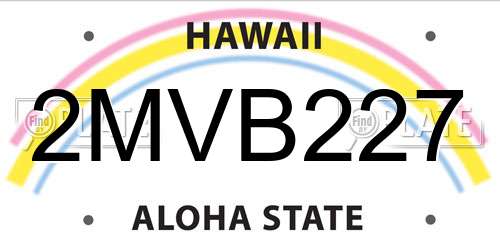 2MVB227 Hawaii License Plate