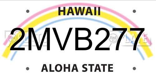 2MVB277 Hawaii License Plate