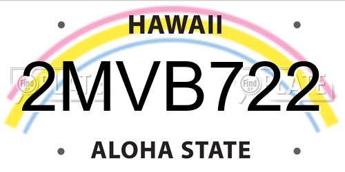 2MVB722 Hawaii License Plate