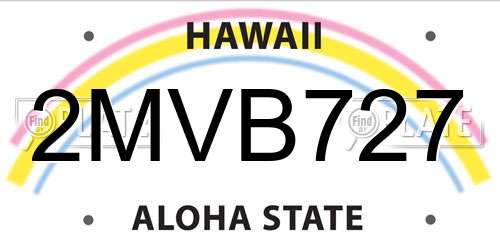 2MVB727 Hawaii License Plate